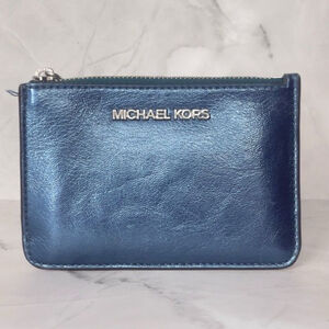 Michael Kors Metallic Blue Card Holder Teal